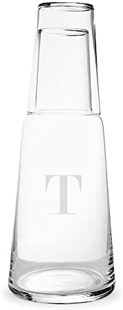 Weddingstar Custom Engraved Bedside Water Carafe And Glass Set - Traditional Monogram