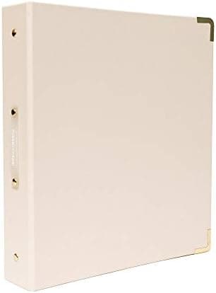 Vegan Leather Signature 3 Ring Binder - Bone