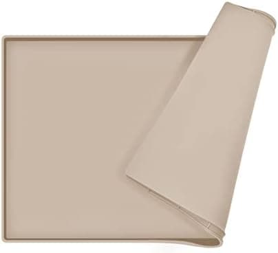 EIOKIT Dog Food Mat,Silicone Waterproof Food Tray,Non Slip Pet Bowl Mats Placemat,0.6" Raised Edge,Suitable for Most Small and Medium Sized Pets,18.5" x 11.5"