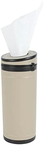 MiOYOOW Car Tissue Holders, Car Cup Holder Tissues Tube Diameter 2.75'' PU Leather Cylinder Tissue Box for Car Bathroom Office Use