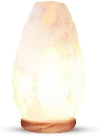 Himalayan Glow White Salt Crystal Lamp, Natural Salt Night Light, Hand Crafted Salt Lamps with Neem Wooden Base, Salts Lamp Bulb,(ETL Certified) Touch Dimmer Switch | 5-7 LBS
