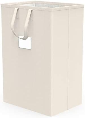 75L Large Laundry Hamper with Handles, Dirty Clothes Hamper for Bedroom Waterproof, Freestanding Tall Laundry Basket Waterproof, Hamper for Bedroom, Bathroom, Dorm, Toys Storage(Ivory）