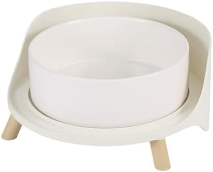 AHX Ceramic Dog Bowl, Large - Raised Feeder with Non Slip Stand & Splash Proof Guard - 60 oz - Modern Design & Easy Cleanup