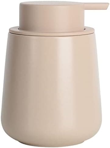 BosilunLife Hand Soap Dispenser - Ceramic Dish Soap Dispenser for Bathroom 12ounce Refillable Liquid Hand Wash Dispenser for Essential Oil, Lotion Soap, Khaki