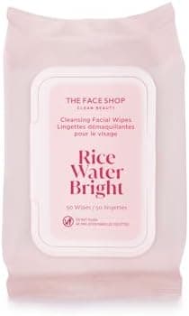 The Face Shop Rice Water Bright Makeup Remover Wipes for Face with Rice Extract, Brightening, Moisturizing, Infused with Cleansing Milk, Vegan Disposable Cleansing Facial Wipes, Korean Skin Care