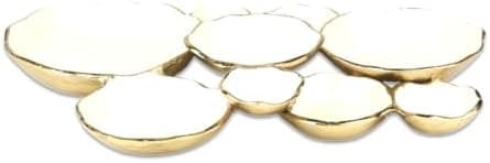 Cruiser’s Caché 17" Cluster of 9 Serving Bowls, Gold with White Enamel, Rustic Finish