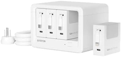 Gitryin 12-in-1 Desktop Charging Station with 3 Retractable Type-C Chargers and 1 Lightning Charger, 40W USB-C Power Strip with 33.5in Cable, Extension Cord with 1020J Surge Protection for Home Office