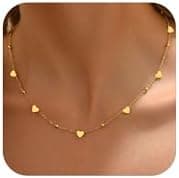 Havopso Gold Chain Necklace for Women 18K Gold Plated Dainty Star Cross Heart Cuabn Choker Chains Stainless Steel Trendy Jewelry Christmas Gifts