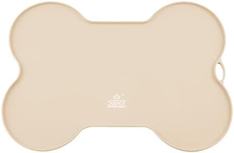 SUPERDESIGN Dog Food Mat Bowl Mat for Floors Waterproof Silicone Cat Dog Feeding Mat for Food and Water Pet Placemat Non Spill Puppy Dish Tray Non Slip Bone Shaped Small Medium Large Pet Accessories