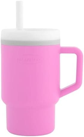 Infantino My 1st Tumbler, Silicone Sippy Cup with Straw & Handle, Spill-Resistant Baby Cup for On-the-Go, BPA-Free Transition Bottle, Cotton Candy