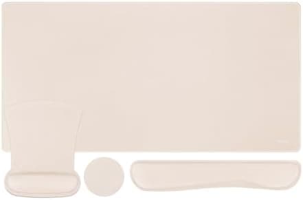 MOSISO Keyboard Mouse Pad Set, Large Gaming Mousepad&Keyboard Wrist Rest&Mouse Wrist Rest&Coaster, Ergonomic Non-Slip Mousepad&Easy Typing Cushion with Memory Foam for Home Office, Apricot