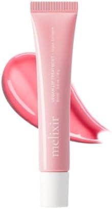 Melixir Vegan Lip Treatment, Sheer Tinted Lip Balm for Instant Hydration & Shine, Moisturizing Lip Gloss, Infused with Vegan Collagen & Jojoba Oil, Cruelty-Free, Korean Skincare-2 Rose(0.5oz/15g)