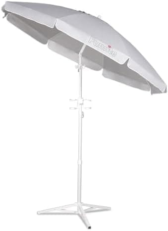 Funsite 6.5ft Portable Beach Umbrellas for Sand Beach UV 50+ Umbrella with Tilt & Aluminum Pole, Protection with Heavy Duty Anchor, Patio Umbrella with Carry Bag