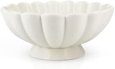 Accessoryway 8" White Fluted Scalloped Decorative Bowls -Moderate Ceramic Fruit Bowl for Kitchen Counter, Elegant Wavy Edge Centerpiece Bowls for Home Decor, Perfect for Housewarming &Wedding Gift