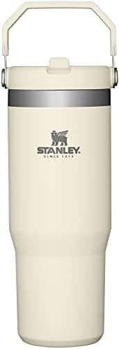 STANLEY IceFlow Flip Straw Tumbler with Handle 30 oz | Twist On Lid and Flip Up Straw | Leak Resistant Water Bottle | Insulated Stainless Steel |BPA-Free | Cream