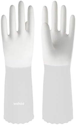 LANON Protection wahoo PVC Dishwashing Cleaning Gloves, Reusable Unlined Kitchen Gloves, Non-Slip, Medium