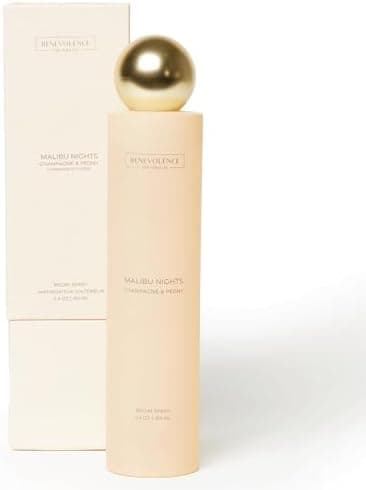 Champagne & Peony Room Spray | Benevolence LA Malibu Nights | 3.4oz | Home, Pillow & Linen Fragrance Spray | Low VOC, No Alcohol | Malibu Sands Collection