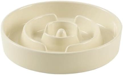 Havniva Ceramic 1.6 Cup Slow Feeder Dog Bowl for Medium and Large Breed, 8.2inch Puzzle Dog Food Dish, Anti-Gulping, Stop Bloat, Preventing Choking (Single Bowl-Light Yellow)