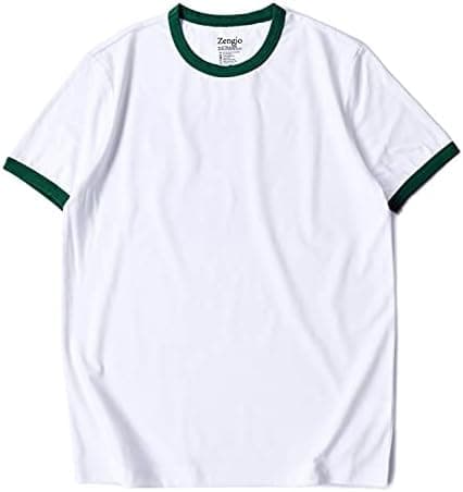 Zengjo Men's Ringer Tee Crewneck Athletic T Shirts Short Sleeve Sport Shirt for Men