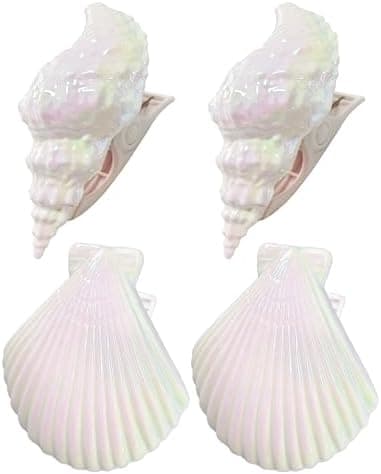 Seashells Towel Clips for Beach Chairs, 4Pcs Beach Towel Clips for Pool Chairs, Beach Chair Clips, Pool Towel Clips for Chairs Cruise