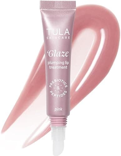 TULA Skin Care Glaze Plumping Lip Treatment - Hydrating & Glossy Lip Balm with Hyaluronic Acid & Peptides, 0.28 oz.