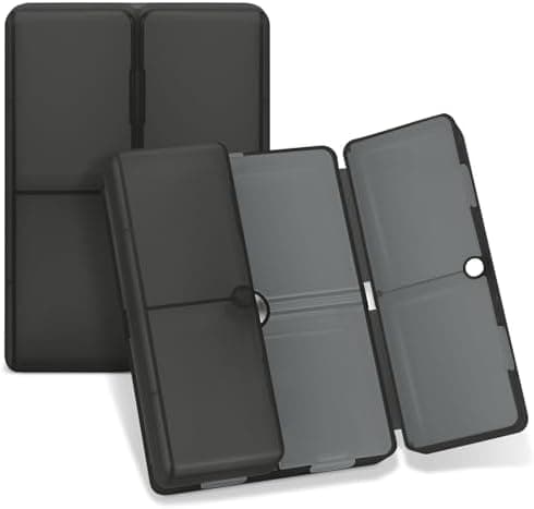FYY Daily Pill Organizer, 7 Compartments Portable Pill Case Travel Pill Organizer,[Folding Design] Pill Box for Purse Pocket to Hold Vitamins,Cod Liver Oil,Supplements and Medication-Clear Black