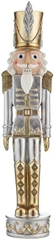 Haute Decor 37 Inch Tall Gold and Silver Nutcracker - Decorative Christmas Nutcracker for Indoor/Outdoor Use - Large Nutcracker for Holiday Decoration