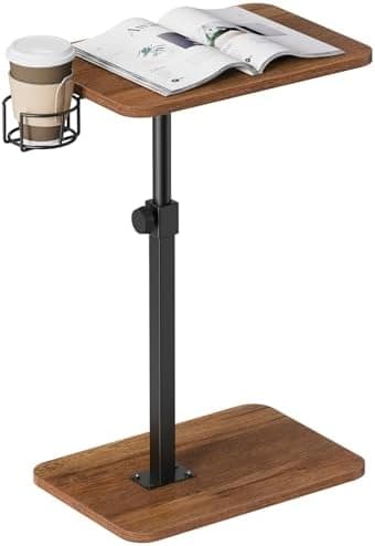 Snughome Sofa Tray Table 360°Rotatable, Sofa Arm Side Table for Eating, Adjustable End Tables for Small Spaces, TV Tray Tables for Living Room, Office, Bedroom