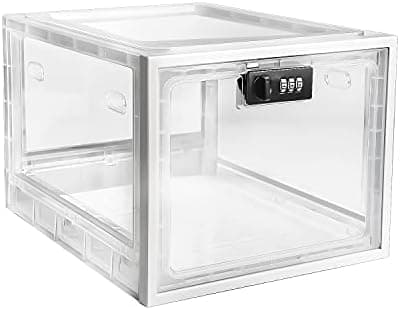 SANIDIKA Large Lockbox Medicine Lock Box - Refrigerator Lockable Boxes for Food Storage - Childproof First AID Locking Cabinet Pill Case Medical Organizer Bin - Mobile Tablet Locker Cell Phone Jail