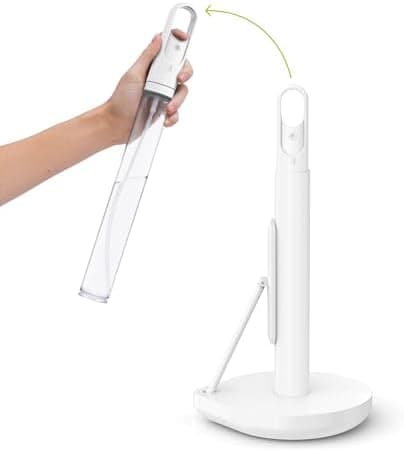 simplehuman Standing Paper Towel Holder with Spray Pump, White Stainless Steel