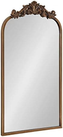 Kate and Laurel Arendahl Traditional Arch Mirror, 19" x 30.75", Gold, Baroque Inspired Wall Decor