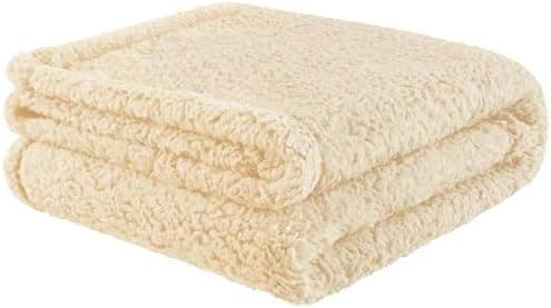 furrybaby Dog Blanket Soft Dog Blankets for Large Dogs Puppy Essentials Washable Sherpa Fleece Cat Blanket 32x40 Inches for Bed Furniture Couch Sofa (Medium, Beige)