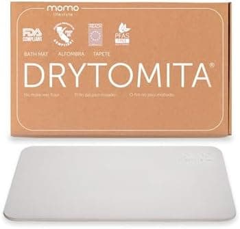 Momo Lifestyle Stone Bath Mat Drytomita – Quick Drying Diatomaceous Earth, Ultra Absorbent (23.6 X 15.4 Inches) Linen Grey