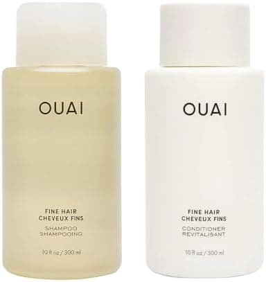 OUAI Fine Shampoo and Conditioner Set - Sulfate Free Shampoo and Conditioner for Women & Men - Made with Keratin, Marshmallow Root, Shea Butter & Avocado Oil - Free of Parabens & Phthalates (10 Fl Oz)