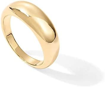 PAVOI 14K Gold Plated Chunky Dome Ring |Puffy Dome Stackable Rings | Chunky Signet Ring for Women