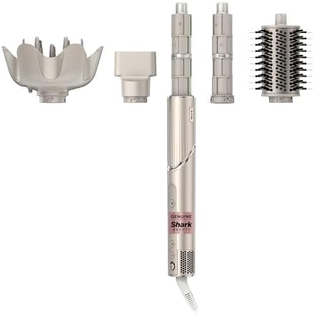 Shark FlexStyle Air Styling & Drying System, Powerful Hair Blow Dryer & Multi-Styler with Auto-Wrap Curlers, Curl-Defining Diffuser, Oval Brush, & Concentrator Attachment, Stone, HD435