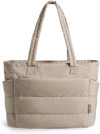 BAGSMART Tote Bag for Women, Lightweight Puffy Tote Bag with Compartments Shoulder Bag Handbag for Travel, Work, Gym | Lightweight, Puffy, Quilted, for Travel, Work
