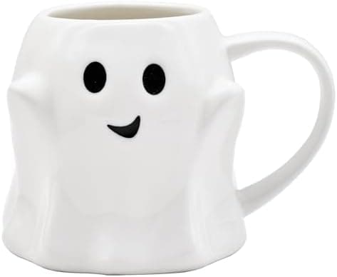 14 oz Halloween Ghost Coffee Mug - Cute Ceramic Ghost Pattern Ghostface Mug Coffee Cup Halloween Accessories Birthday Gifts for Kids Adult (white)