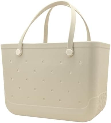 Beach Totebag X-Large Waterproof Sandproof Rubber Beach Tote Bag with Zipper Pocket and Phone Kickstand Cup