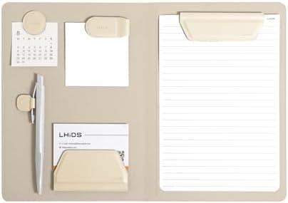 LHiDS Creative Magnetic Business Portfolio Lite Resume Padfolio Organizer with Clipboard, Paper Clip, Writing Pad, Pen/Card Holder, Magnetic Closure for Work, School and More (Apricot, A5)