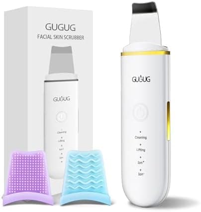 GUGUG Skin Scrubber Face Spatula Skin Spatula Pore Cleaner Blackhead Remover Tools for Facial Deep Cleansing-4 Modes -White