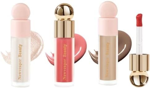 Liquid Contour,Liquid Highlighter, Blush with Face Brush Long Lasting Smooth Lightweight Smudge Proof Contour+ Blush+ Highlighter