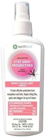 EarthKind Stay Away Mosquitoes Insect Repellent - Plant-Based, Unscented Mosquito Body Spray with Picaridin - Up to 14-Hour Protection - Safe for Children When Used As Directed - 4-Oz (1-Pack)