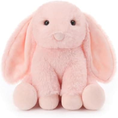 Apricot Lamb Toys Plush Indy Pink Bunny Rabbit Stuffed Animal with Fluffy Soft Ears (Indy Pink Bunny, 8 Inches)