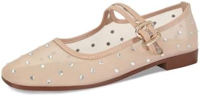 DOEYG Mesh Ballet Flats Shoes for Women Leopard Animal Print Mary Jane Flats Shoes Square Toe Dress Casual Comfortable Velvet Ballerina Shoes