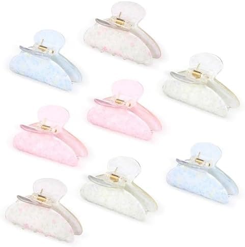 Yuxung 8 Pcs Large Acrylic Hair Claw Clips for Women Non slip Strong Hold Clamps for Thick and Thin Hair(Floral,Elegant Color)