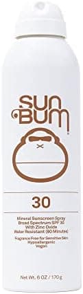 Sun Bum Mineral SPF 30 Sunscreen Body Spray - Water-Resistant Broad Spectrum Moisturizing Sunscreen with Vitamin E - Hawaii 104 Act Compliant (Made without Octinoxate & Oxybenzone) - 6 oz