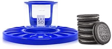 OHSO Ultimate Cookie Dunking Set - Oreo Cookie Dunker Glass, Cookie Plate Holds 18 Cookies, 4 Cookie Dipping Milk Levels, Holds Cookies At Desired Dipping Level, The Perfect Hands Free Dip Everytime!