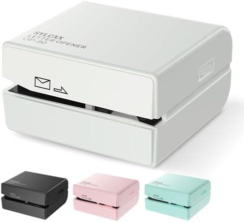 Battery Operated Electric Letter Opener - Letter Openers Envelope Slitter, Envelope Opener, Mail Opener, Universal Envelope Efficient Letter Opener Tool for Office, Home (White)