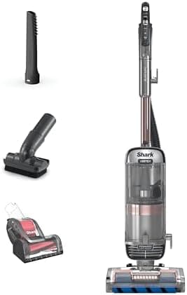 Shark AZ2002 Vertex Powered Lift-Away Upright Vacuum with DuoClean PowerFins, Self-Cleaning Brushroll, Large Dust Cup, Pet Crevice Tool, Dusting Brush & Power Brush, Silver/Rose Gold